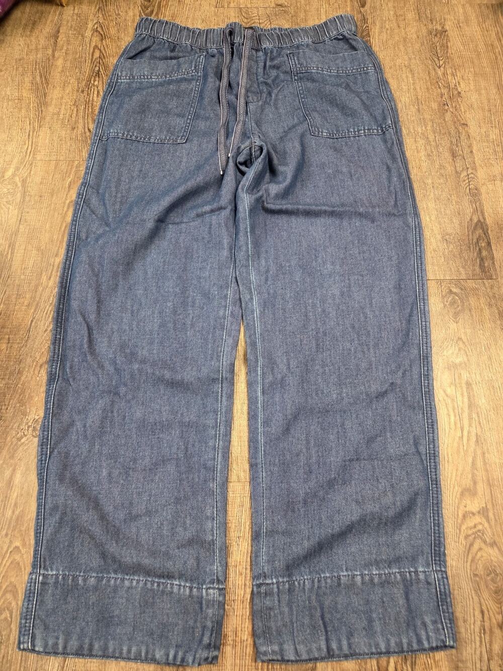 Talbots Dark Wash Drawstring Denim Straight Leg Pants Size Large